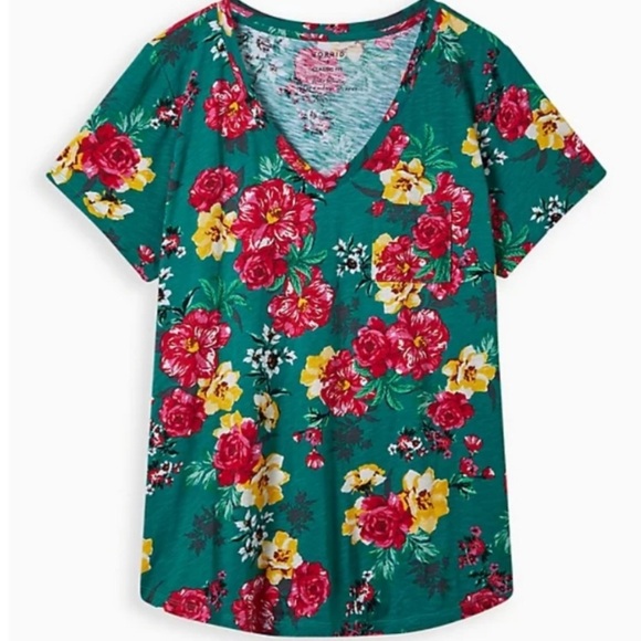 torrid Tops - Torrid Green Floral Pocket Tee